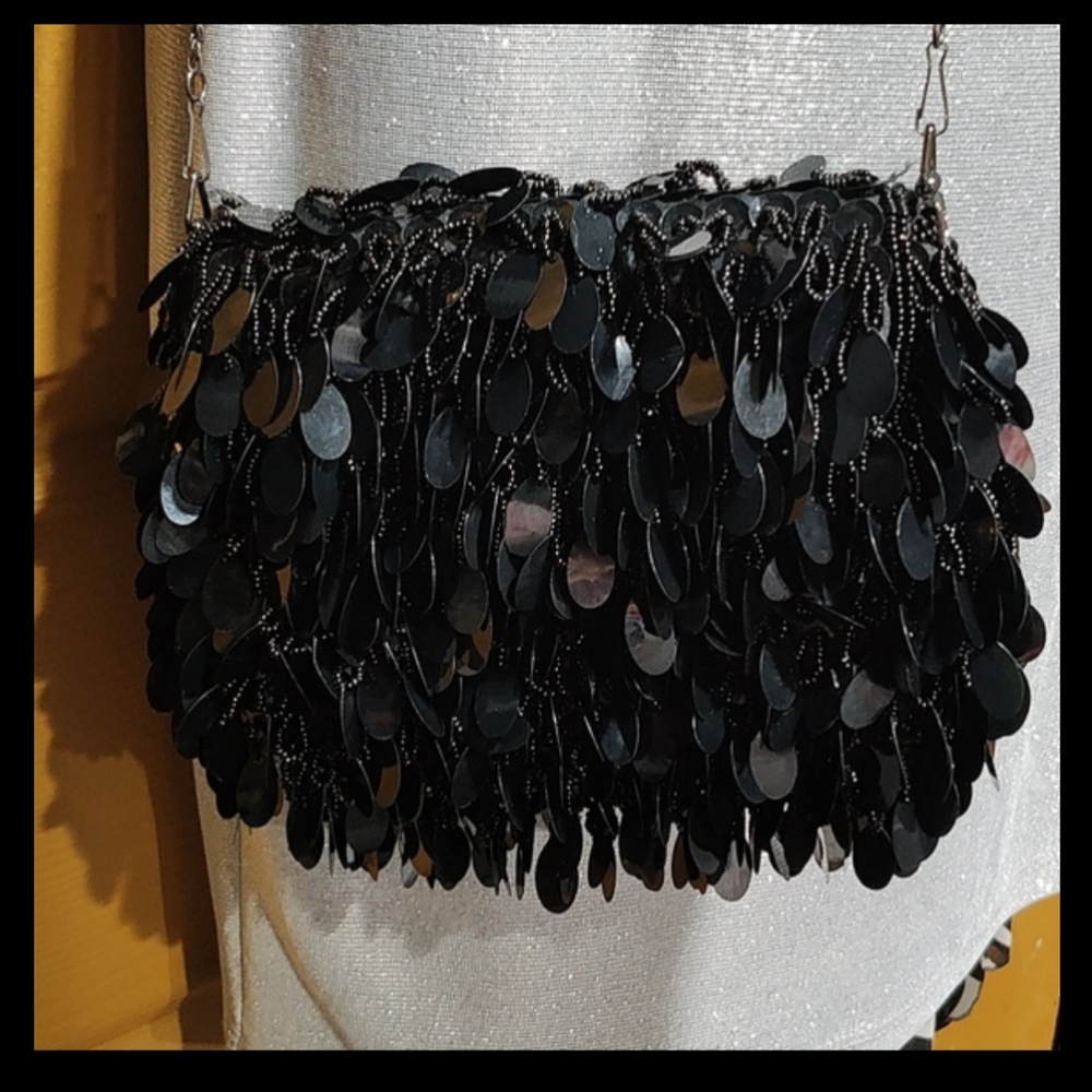 Black Sequin Bag. Please See Pictures For Details. No brand.